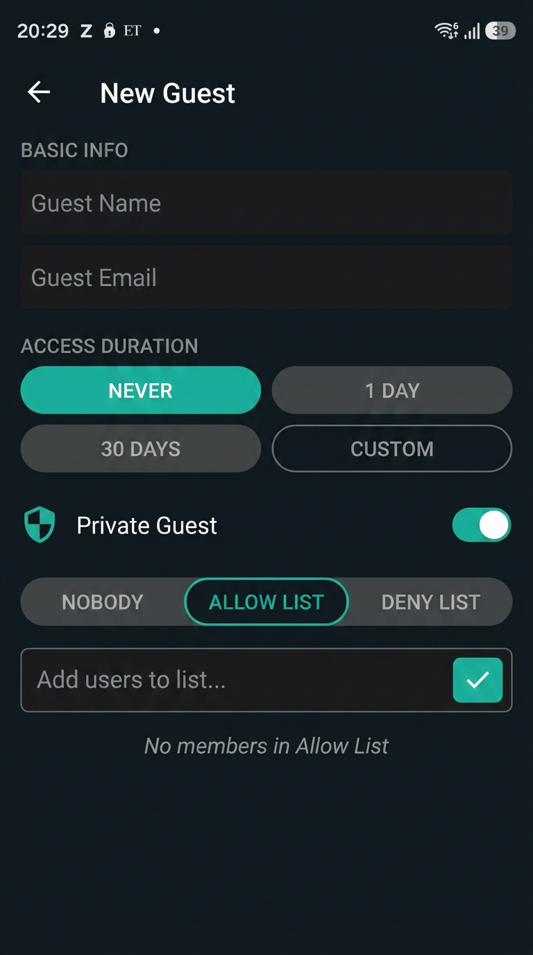 Guest Personalization Interface Guest Access — WrkTalk